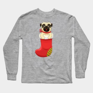 cartoon Christmas Pug Long Sleeve T-Shirt